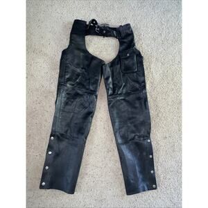 IK Leather Chaps Women's Size Large Motorcycle Biker Lace Up Back Buckle Front